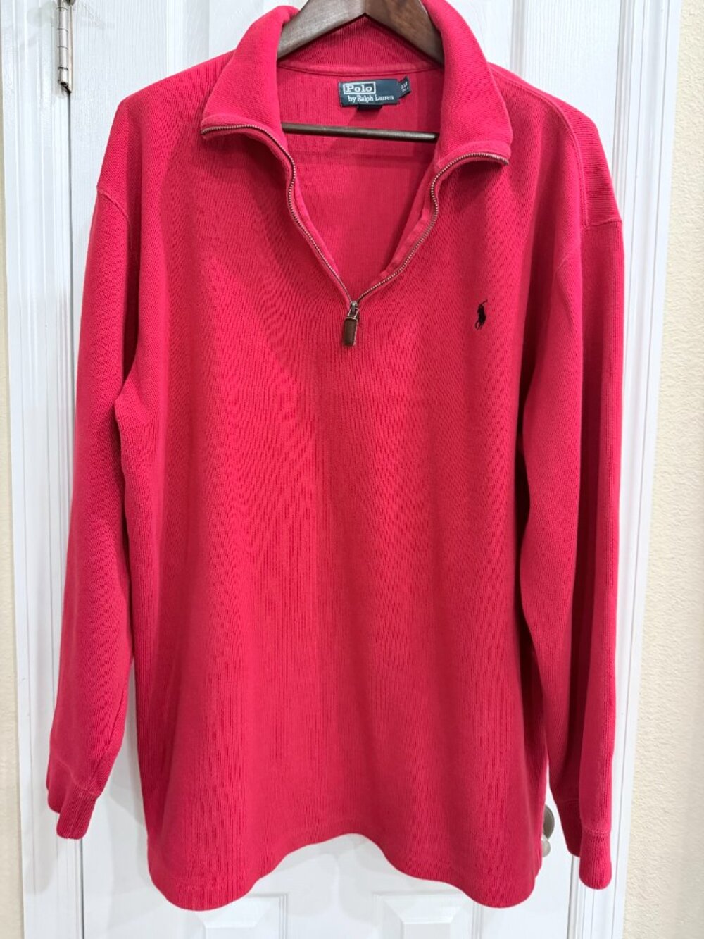 Polo Ralph Lauren Men’s XLT Quarter Zip Knit Pullover Red Sweater